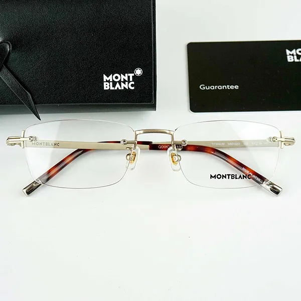 Gọng Kính Nam Montblanc Titanium MB0132O-003 54 Màu Vàng Nâu
