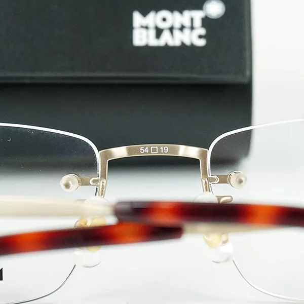 Gọng Kính Nam Montblanc Titanium MB0132O-003 54 Màu Vàng Nâu