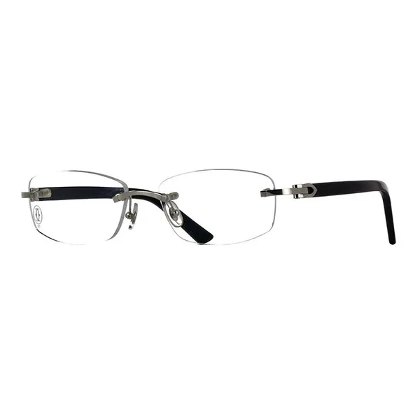Gọng Kính Unisex Cartier CT0048O 003 Silver/Black Màu Đen, Trong Suốt