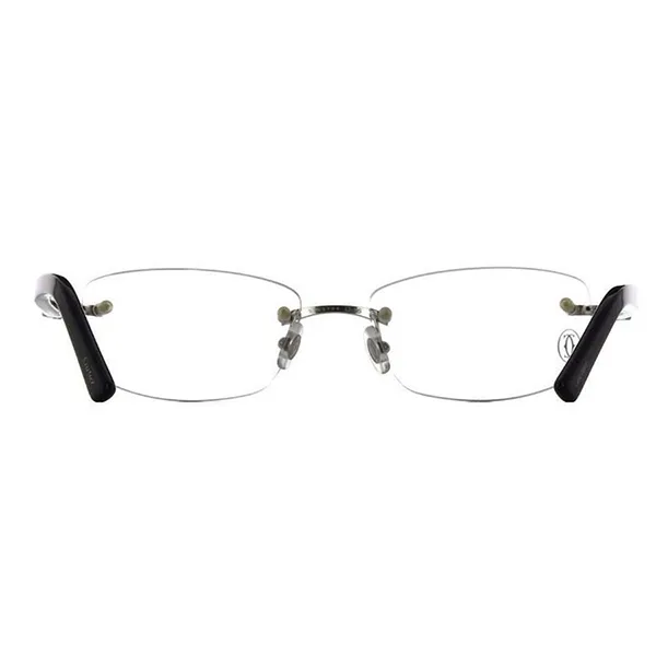 Gọng Kính Unisex Cartier CT0048O 003 Silver Màu Đen/ Trong Suốt