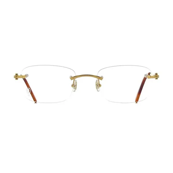 Gọng Kính Unisex Cartier Eyeglasses Gold CT0050O 001 Màu Vàng Gold