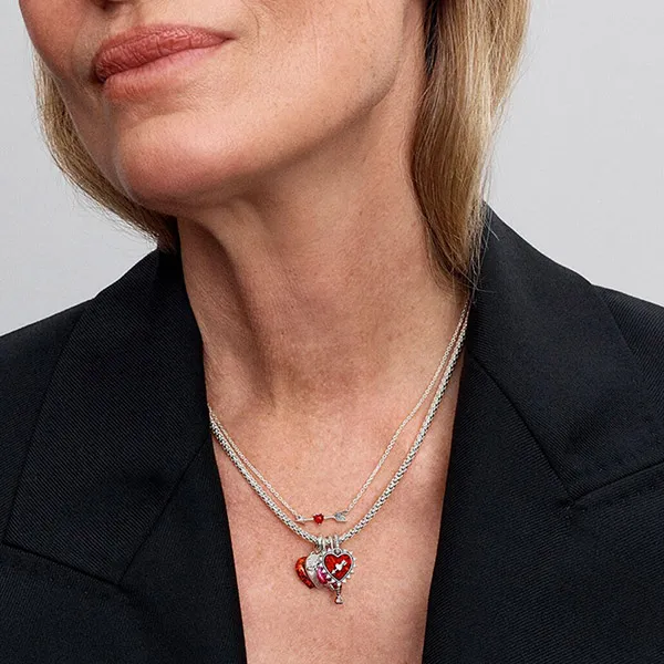 Hạt Vòng Charm Pandora Spinnable Arrow Heart Dangle 793667C01 Màu Đỏ