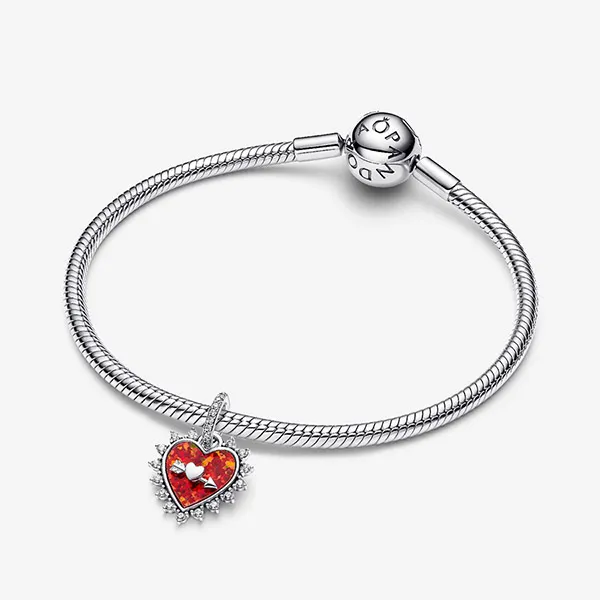 Hạt Vòng Charm Pandora Spinnable Arrow Heart Dangle 793667C01 Màu Đỏ