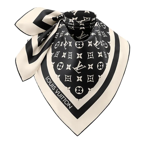 Khăn Lụa Nữ Louis Vuitton LV Monogram Silhouette Square 90 M97189 Màu Đen