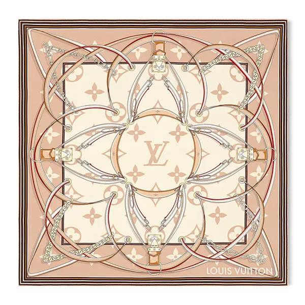 Khăn Lụa Nữ Louis Vuitton LV Ultimate Monogram Square 90 M79587 Màu Vàng Nhạt