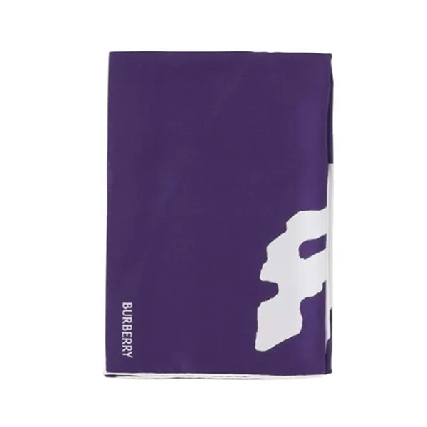 Khăn Nữ Burberry Logo Printed Split Horse Silk Scarf Màu Tím Trắng