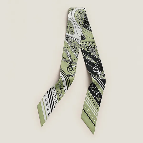 Khăn Nữ Hermès Festival Des Amazones Bandana Twilly H064217S 07 Màu Xanh Lá