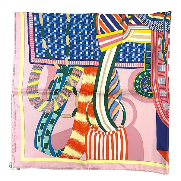 Khăn Nữ Hermès La Selle Imaginare 90x90 Màu Hồng
