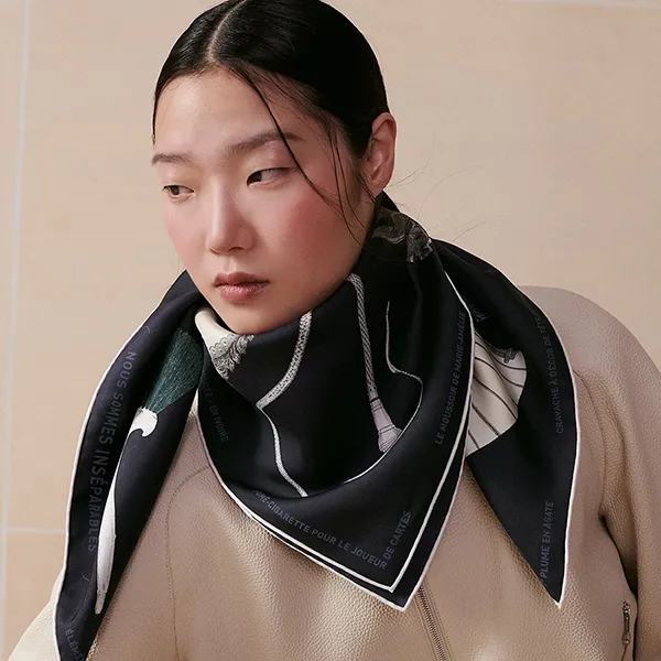 Khăn Nữ Hermès Nous Sommes Inseparables Scarf 90 H004149S 07 Màu Đen
