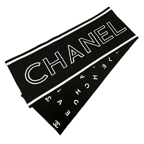 Khăn Quàng Cổ Chanel CC Logos Patch Scarf Black Màu Đen