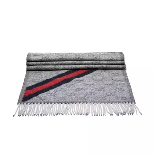 Khăn Quàng Cổ Gucci GG Web Wool Scarf 570603 3G200 1768 Màu Xám