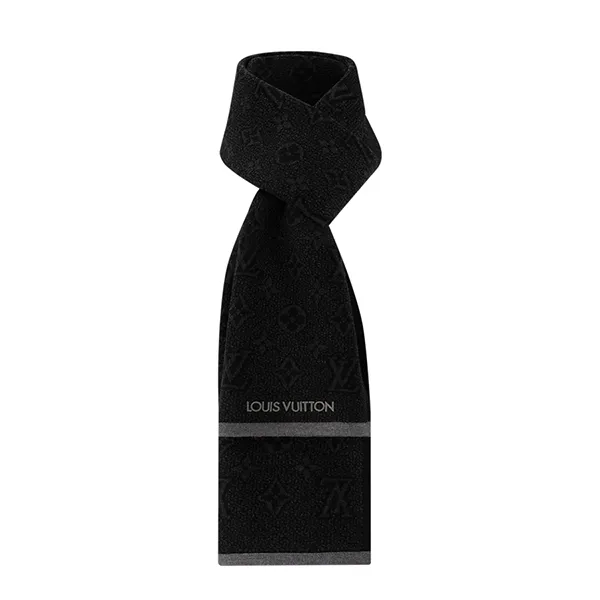 Khăn Quàng Cổ Louis Vuitton LV Echarpe My Monogram Eclipse Scarf M73468 Màu Đen Xám