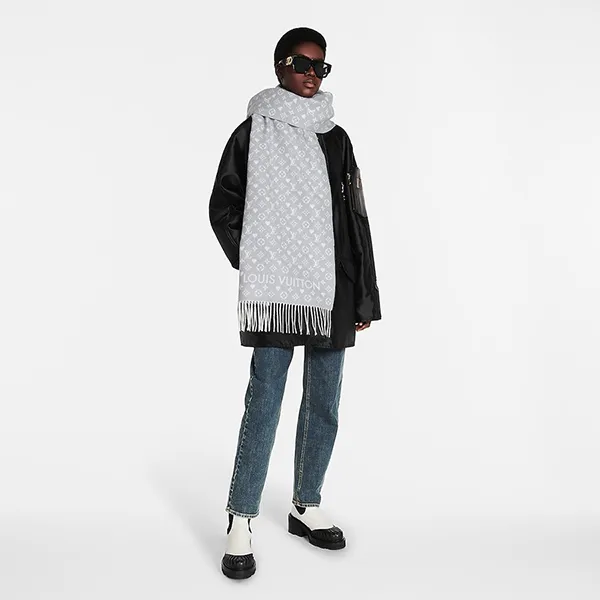 Khăn Quàng Cổ Louis Vuitton LV Game On Scarf M77641 Màu Xám