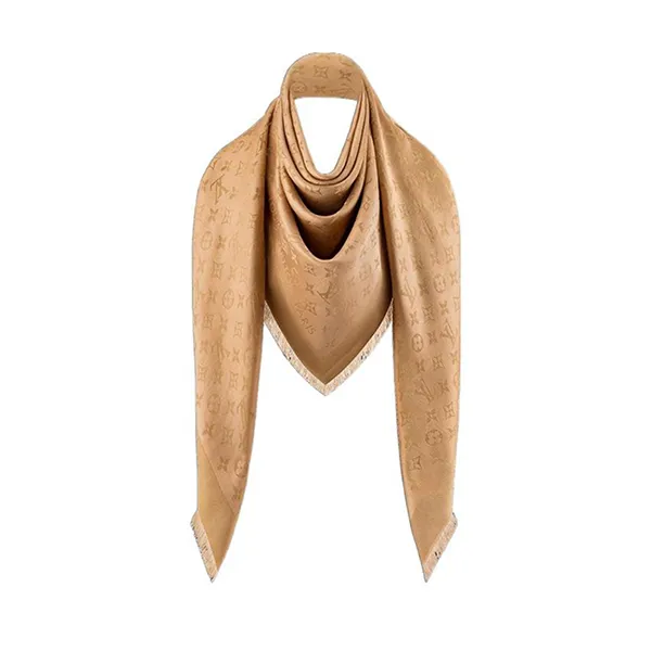 Khăn Quàng Cổ Nữ Louis Vuitton LV Monogram Shine Shawl M73658 Màu Camel