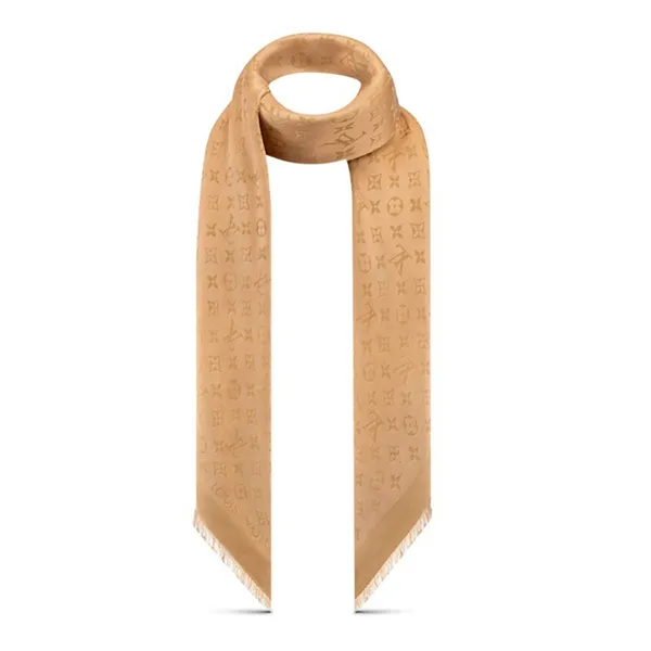 Khăn Quàng Cổ Nữ Louis Vuitton LV Monogram Shine Shawl M73658 Màu Camel
