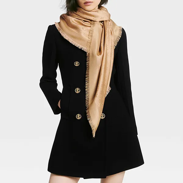 Khăn Quàng Cổ Nữ Louis Vuitton LV Monogram Shine Shawl M73658 Màu Camel