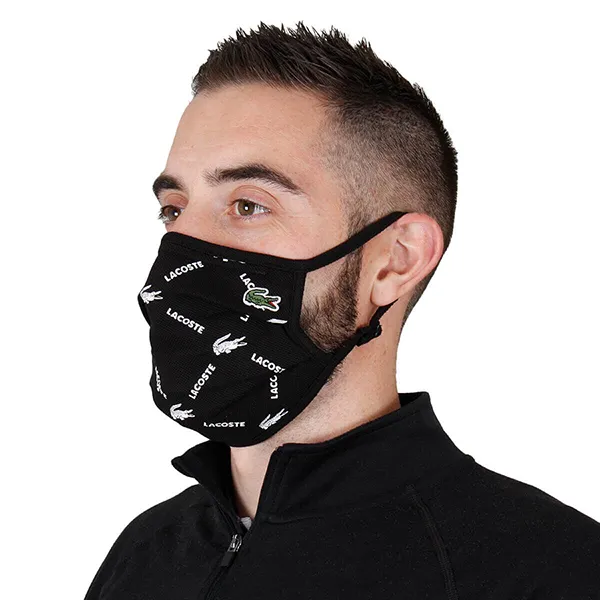 Khẩu Trang Lacoste L.12.12 Adjustable Print Cotton Covering Face Mask Màu Đen