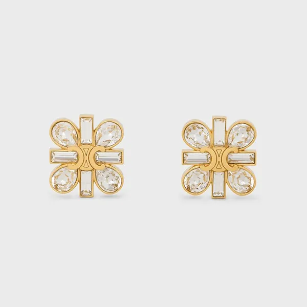 Khuyên Tai Nữ Celine Daisy Earrings In Strass And Brass 461JV6BRS 35OR Màu Vàng