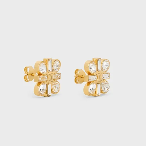 Khuyên Tai Nữ Celine Daisy Earrings In Strass And Brass 461JV6BRS 35OR Màu Vàng