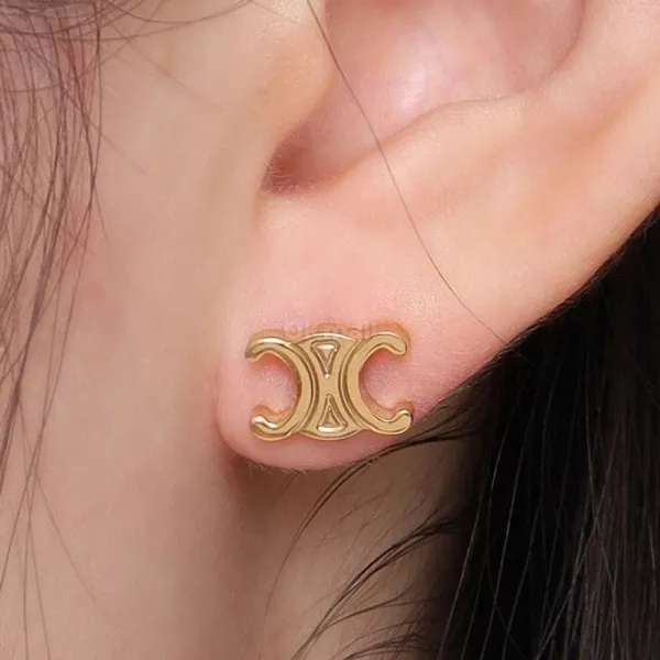 Khuyên Tai Nữ Celine Triomphe Stud Earrings In Gold Finish Brass 461CY6BRA.35OR Màu Vàng