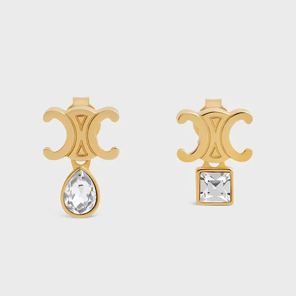 Khuyên Tai Nữ Celine Triomphe Twinkle Earrings In Strass And Brass 461VK6BRS 35OR Màu Vàng