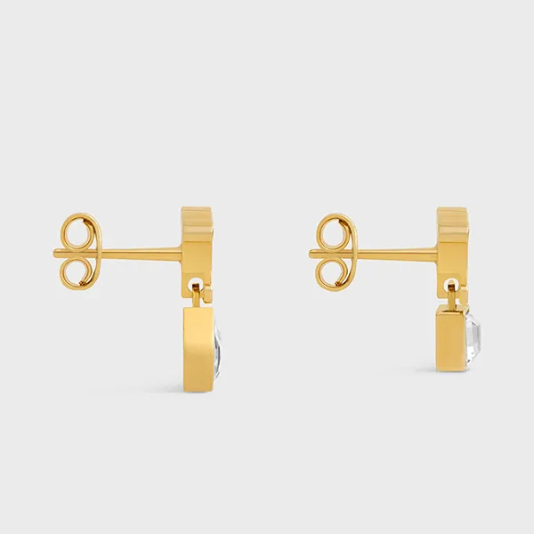 Khuyên Tai Nữ Celine Triomphe Twinkle Earrings In Strass And Brass 461VK6BRS 35OR Màu Vàng