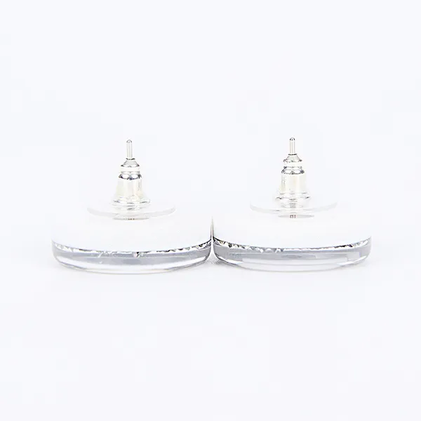 Khuyên Tai Nữ Chanel D25C Silver Sequined White Round Earrings Màu Trắng