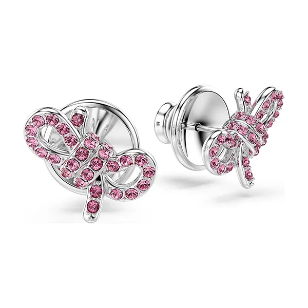 Khuyên Tai Nữ Swarovski Lifelong Bow Stud Earrings Bow, Pink, Rhodium Plated 5723557 Màu Bạc Hồng