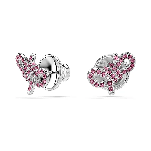 Khuyên Tai Nữ Swarovski Lifelong Bow Stud Earrings Bow, Pink, Rhodium Plated 5723557 Màu Bạc Hồng