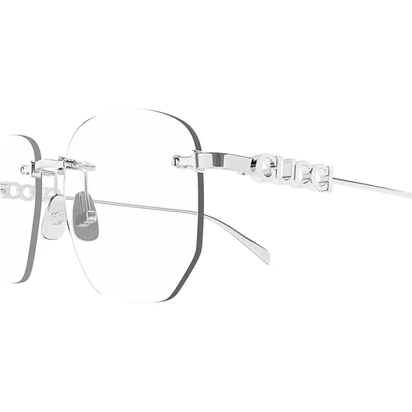 Kính Mắt Cận Nữ Gucci Silver Rectangular Glasses GG1806O 004 Màu Bạc