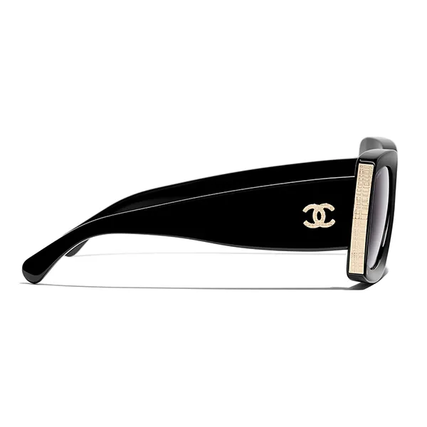 Kính Mát Chanel 0CH5435 C622S6 Black Gold Grey Sunglasses Màu Đen