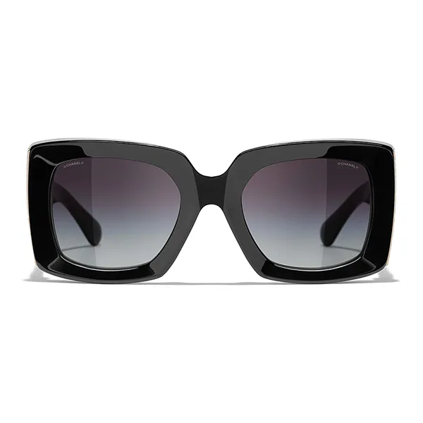 Kính Mát Chanel 0CH5435 C622S6 Black Gold Grey Sunglasses Màu Đen