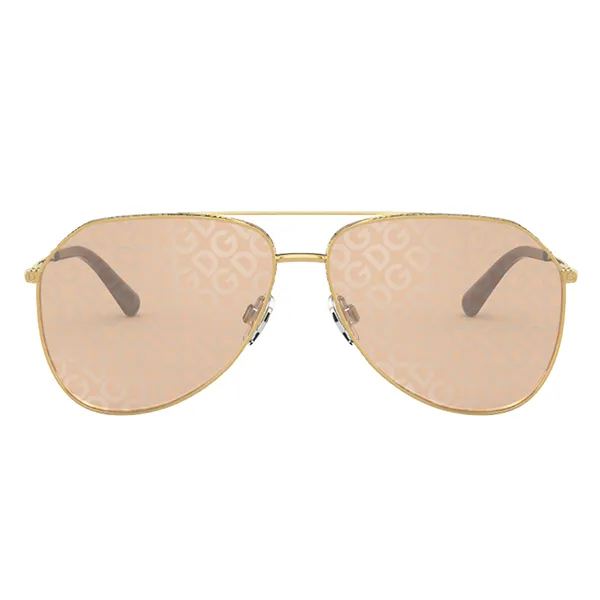 Kính Mát Dolce Gabbana DG2244 02/02 Gold Light Brown Tampo D&G Silver Màu Nâu Vàng