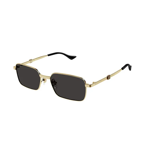 Kính Mát Unisex Gucci GG1495S 001 Gold Rectangular Sunglasses Màu Xám Vàng