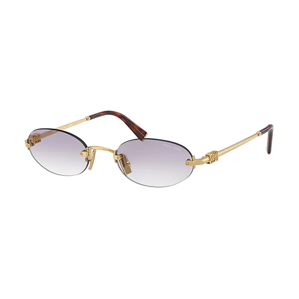 Kính Mắt Nữ Miu Miu MU A54S 5AK04O Gold Oval Sunglasses Màu Xám Vàng