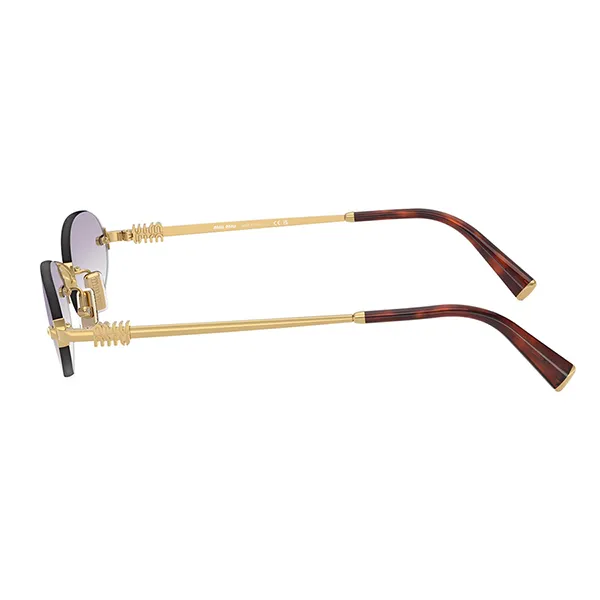 Kính Mắt Nữ Miu Miu MU A54S 5AK04O Gold Oval Sunglasses Màu Xám Vàng