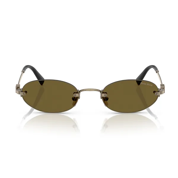 Kính Mắt Nữ Miu Miu Oval Sunglasses Brown/Black 0MU A54S 26C09Z Màu Nâu Bạc