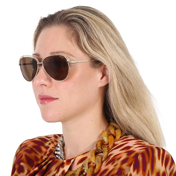 Kính Mát Nữ Polaroid Bronze Butterfly Ladies Sunglasses PLD 4103/S 001Q/SP 58 Màu Nâu/Vàng