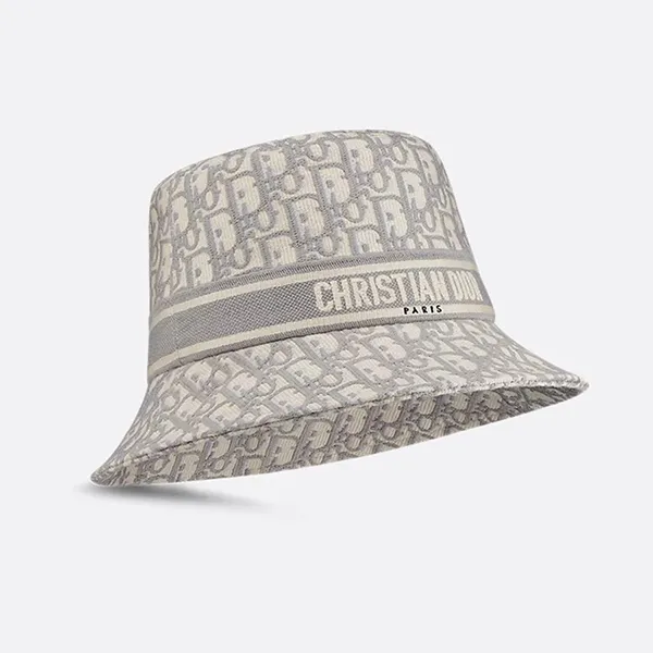 Mũ Dior Oblique Small Brim Bucket Hat Màu Trắng Xám Size 57