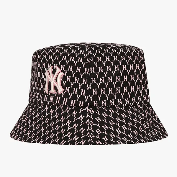 Mũ MLB Basic Monogram Bucket Hat New York Yankees 32CPH2111-50P Màu Đen/Hồng Size 57