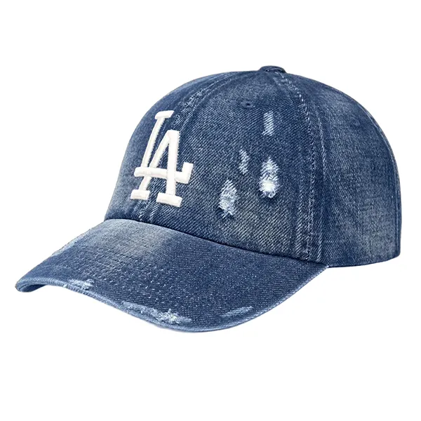 Mũ MLB Vintage Damaged Denim Unstructured Ball Cap LA Dodgers 3ACPB195N-07BLL Màu Xanh Blue