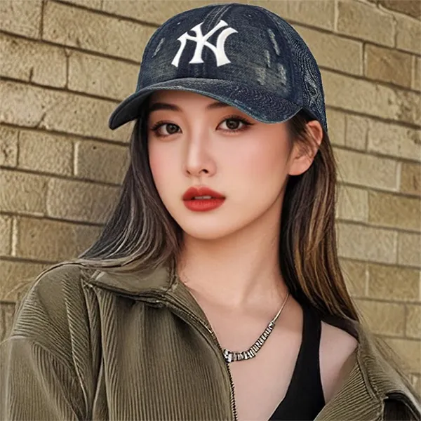 Mũ MLB Vintage Damaged Denim Unstructured Ball Cap NY Yankees 3ACPB195N-50NYL Màu Xanh Navy