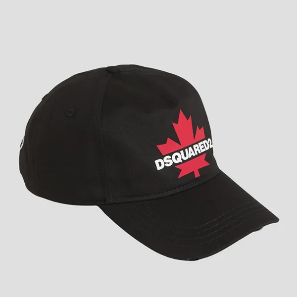Mũ Nam Dsquared2 Maple-leaf Printed Cotton Cap BCM0767 05C00001 2124 Màu Đen