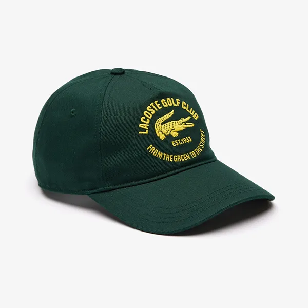 Mũ Unisex Lacoste Embroidered Cotton Twill Cap Green RK2923 YZP Màu Xanh Lá