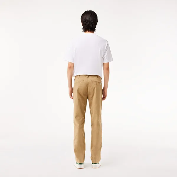 Quần Dài Nam Lacoste Men's Classic Slim Fit Stretch Cotton Trousers HH2661 CB8 Màu Be Đậm Size 44