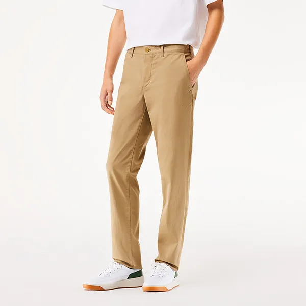 Quần Dài Nam Lacoste Men's Classic Slim Fit Stretch Cotton Trousers HH2661 CB8 Màu Be Đậm Size 44