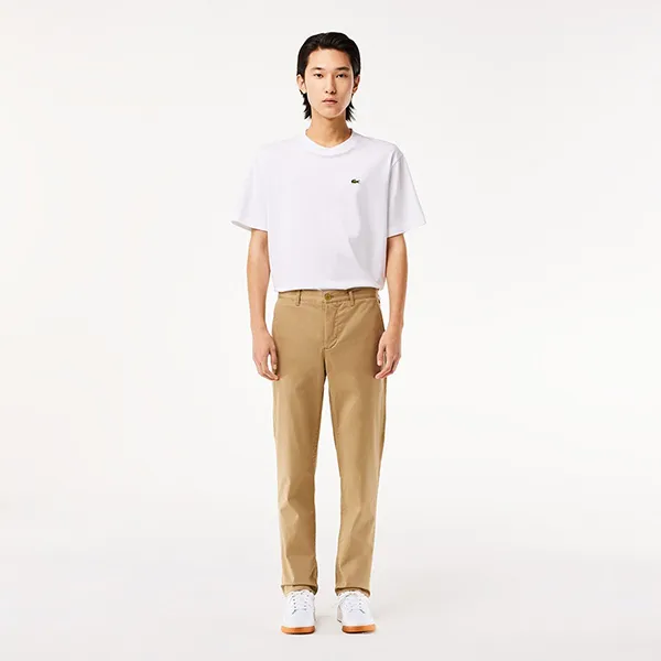 Quần Dài Nam Lacoste Men's Classic Slim Fit Stretch Cotton Trousers HH2661 CB8 Màu Be Đậm Size 44