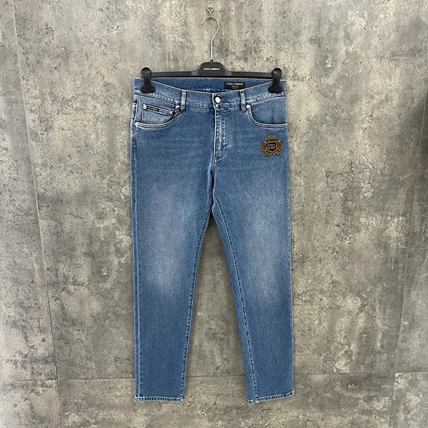 Quần Jean Nam Dolce & Gabbana D&G Thêu Vương Miện I4492M G8MH4 Màu Xanh Size 46