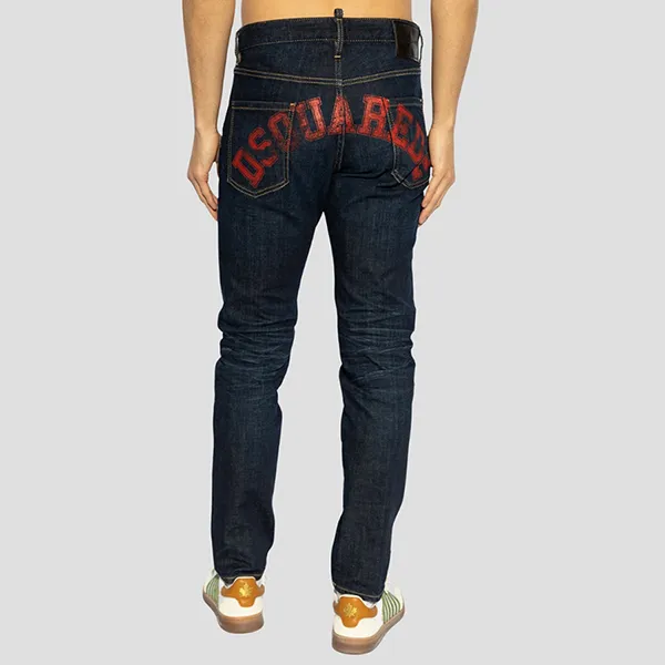 Quần Jean Nam Dsquared2 Cool Guy Dark 64 With Logo In Navy S71LB1595 S30664 470 Màu Xanh Navy Size 44