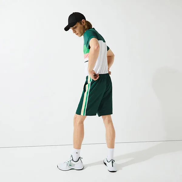 Quần Short Nam Lacoste Men's Sport Contrast Bands Lightweight GH6908 117 Màu Xanh Lá
